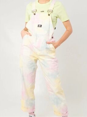 Vans Women's Pastel Tie-Dye Overalls - Pink, Blue, Yellow, Cream